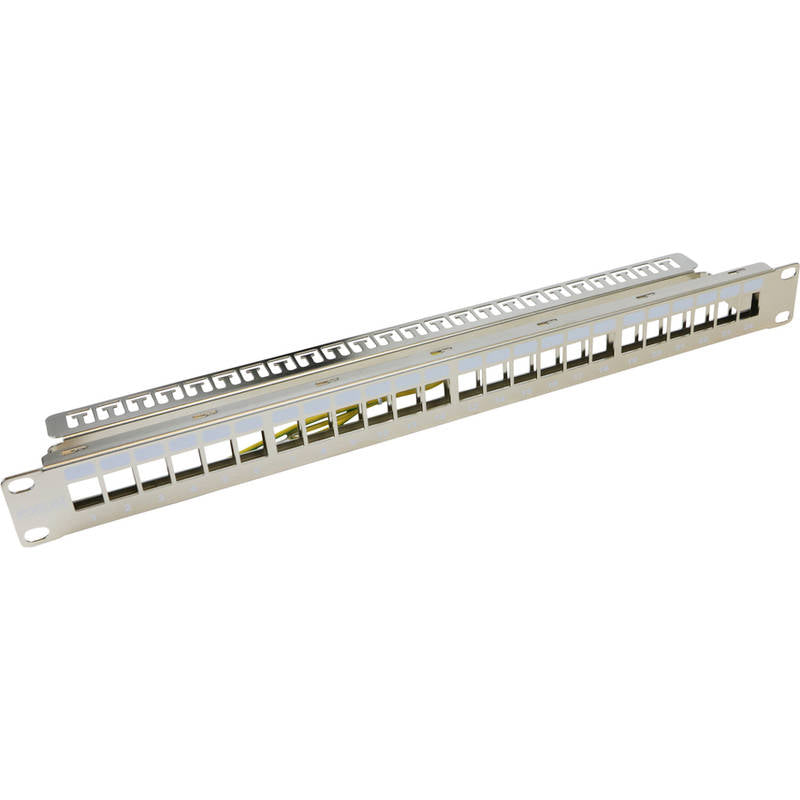 Unloaded 24 Port Keystone Patch Panel Frame 1U Chrome