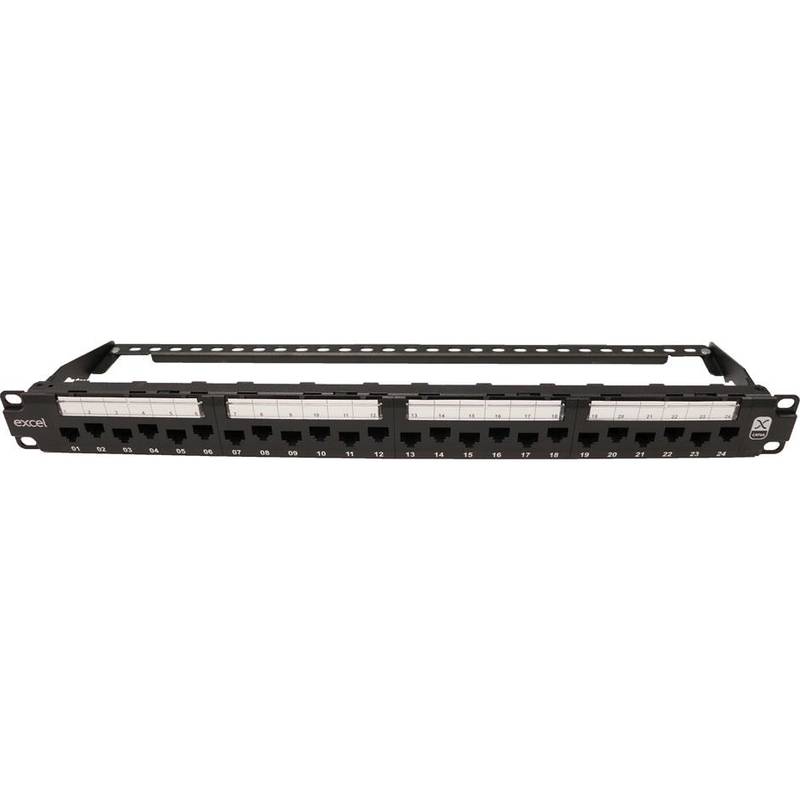 Cat6A 24 Port Unscreened Patch Panel 1U 110 Punch Down Black