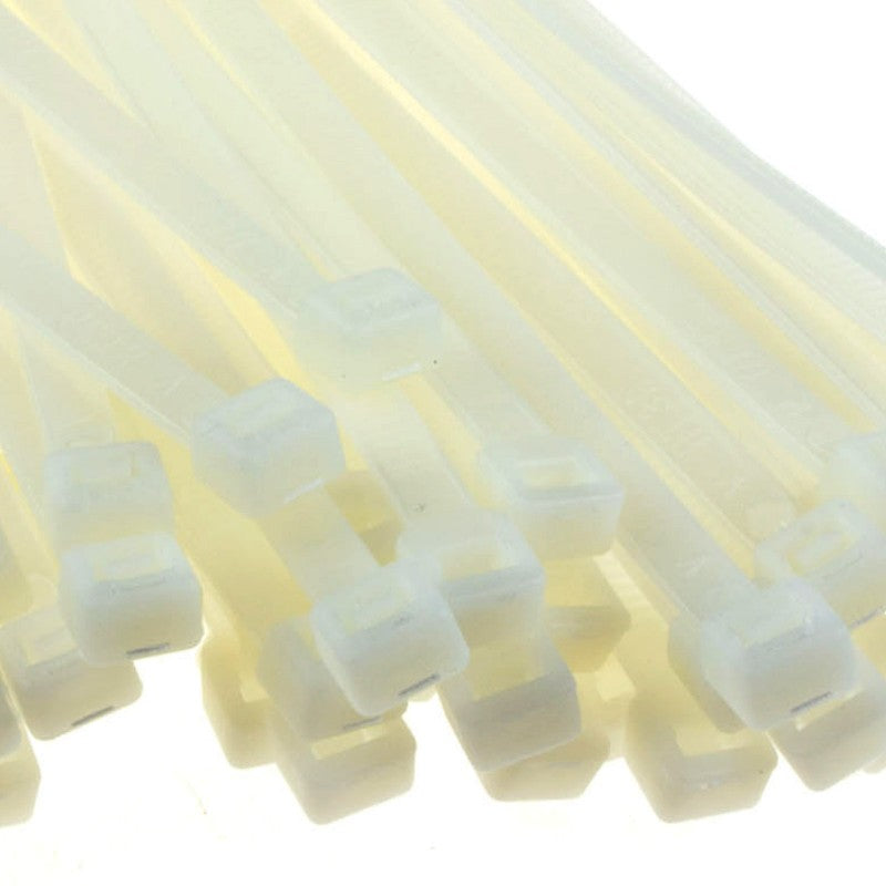 Natural White Cable Ties 7.6mm x 300mm Nylon 66 UL Approved [100 Pack]