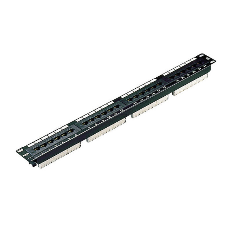 Excel Cat5e 24 Port Unscreened Patch Panel 1U LSA Punch Down Black