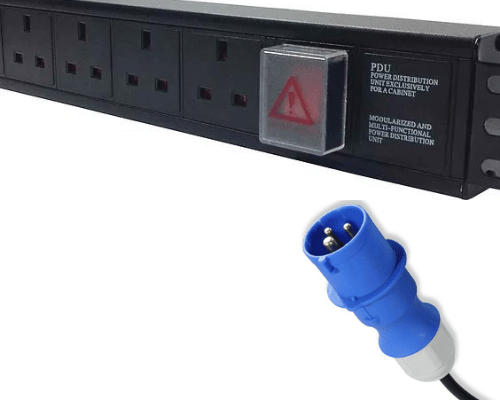 6 Way Horizontal PDU 6 x UK Socket 16A commando switched