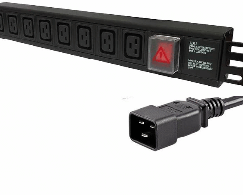 6 Way Horizontal PDU 6 x C19 Socket C20 Plug Switched