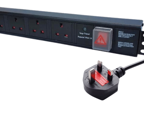 4 way Horizontal PDU 4 x UK Plug UK Plug Surge Protected (filtered) UK